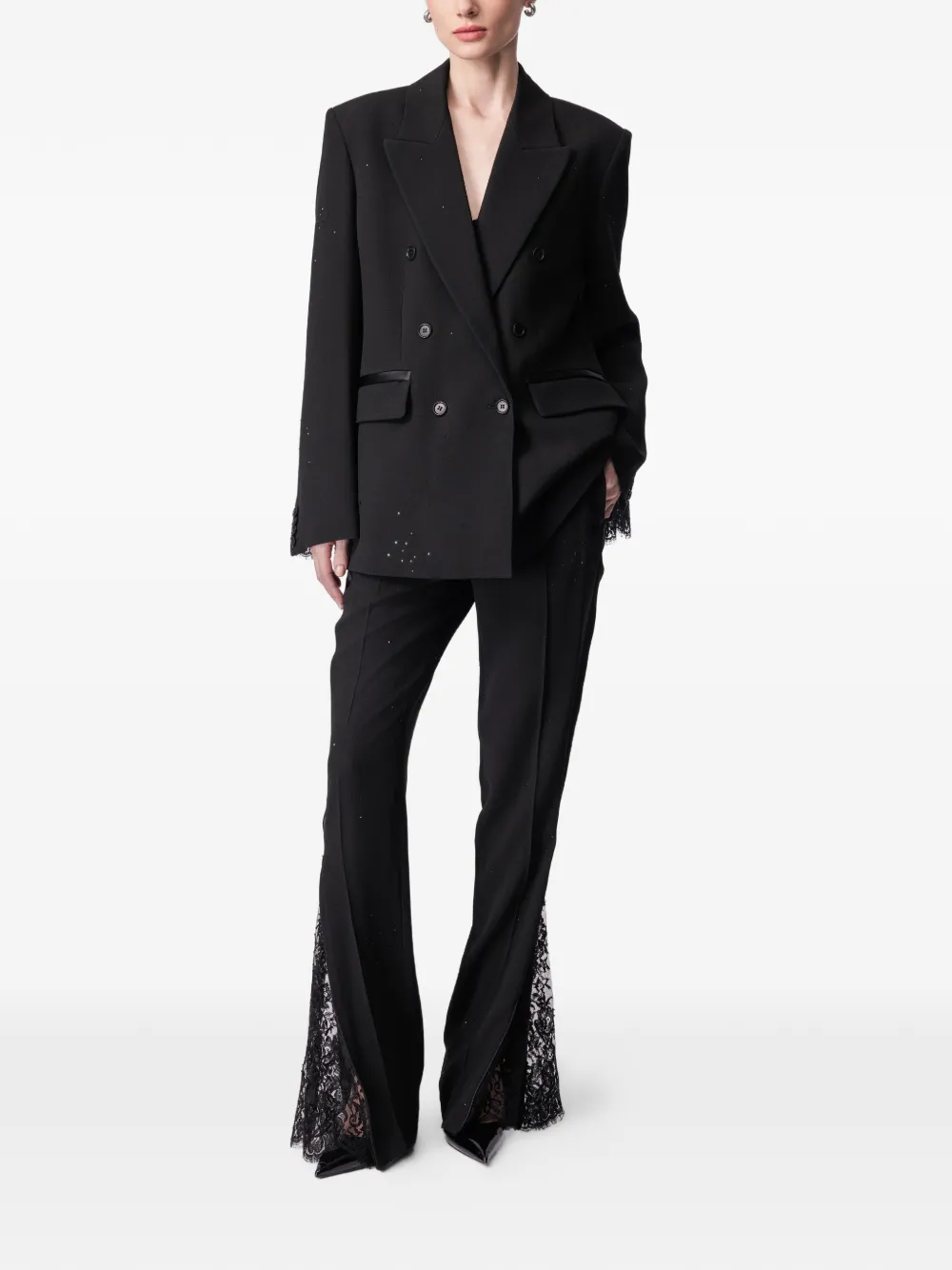  Article Ten Blazer Con Aplique De Encaje - Negro 