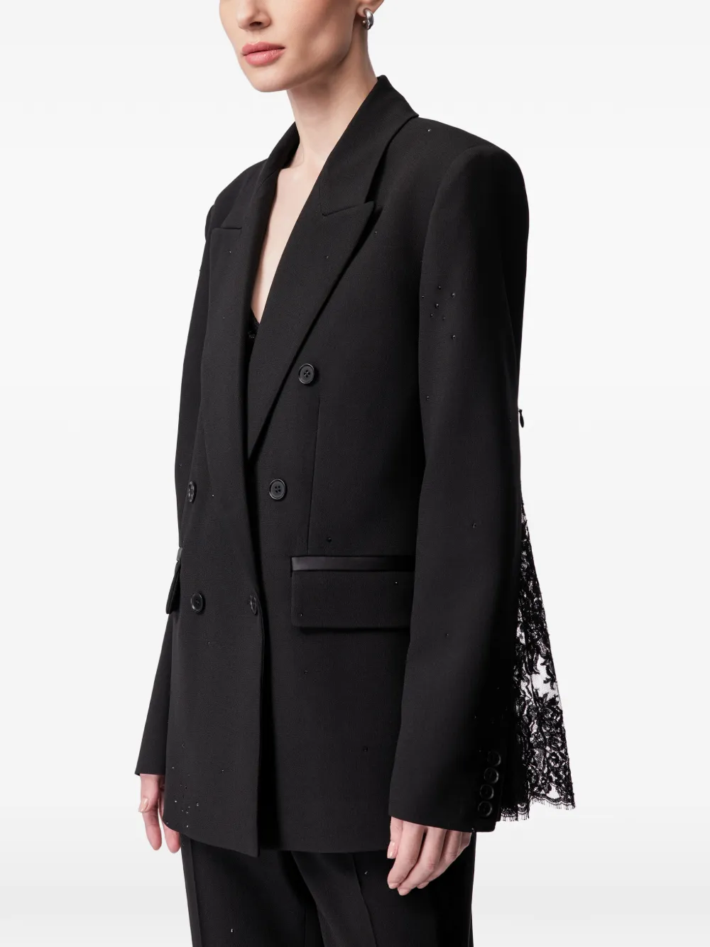  Article Ten Blazer Con Aplique De Encaje - Negro 