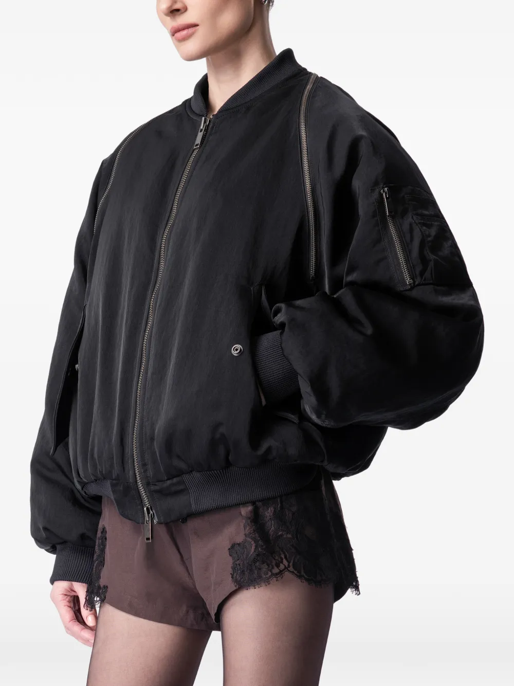  Article Ten Chaqueta Bómber Con Panel De Pelo - Negro 