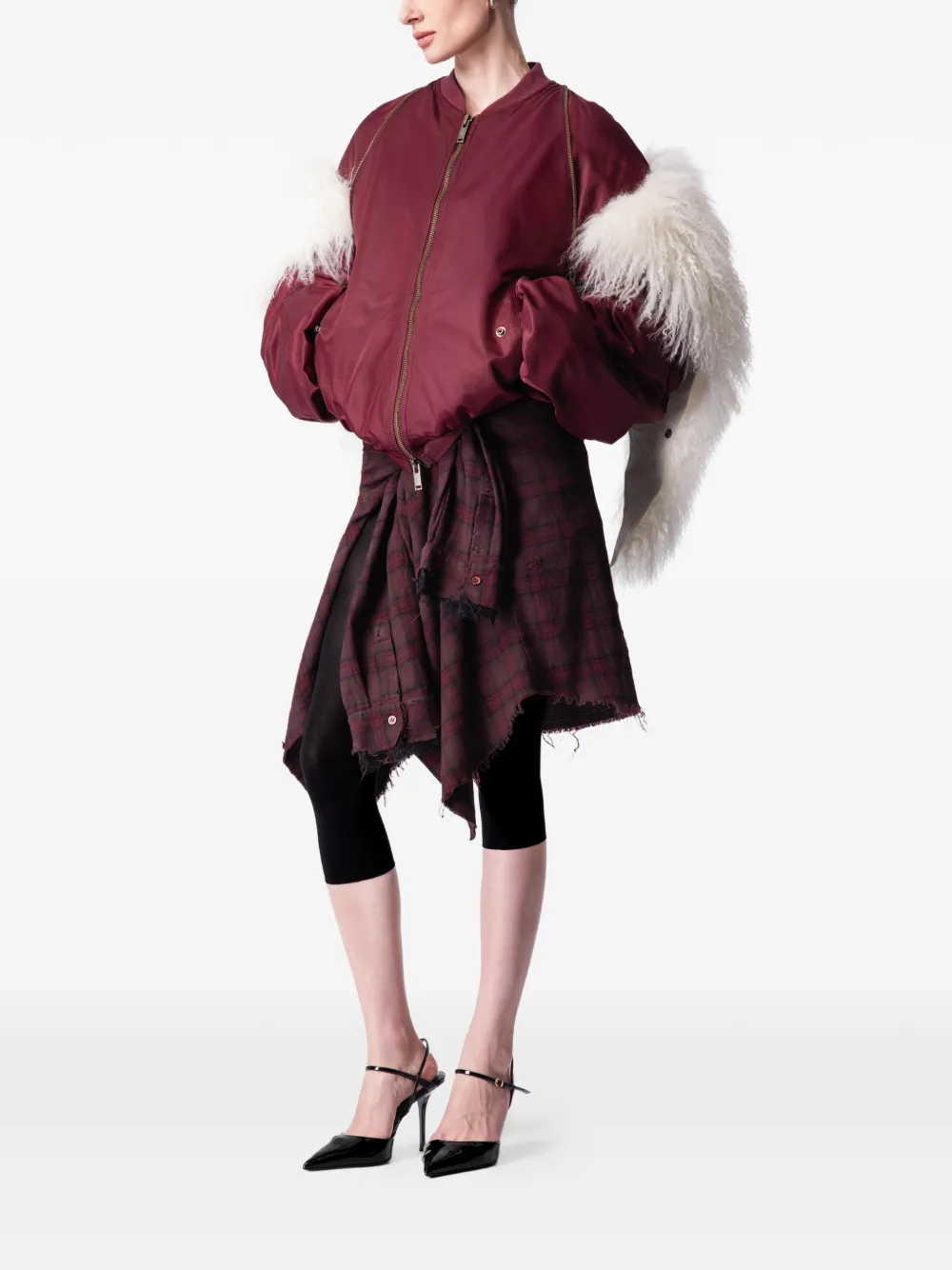  Article Ten Shearling-panel Bomber Jacket - Red 