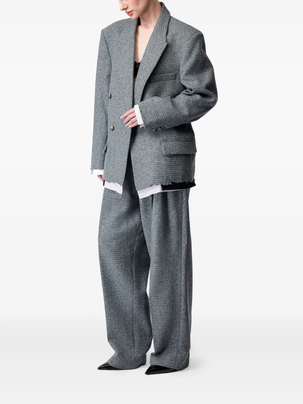  Article Ten Tweed Wool Trousers - Grey 