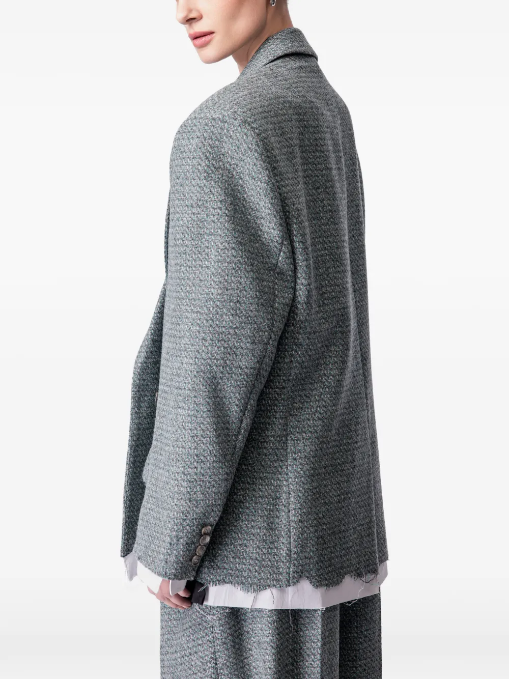  Article Ten Double-breasted Tweed Blazer - Grey 