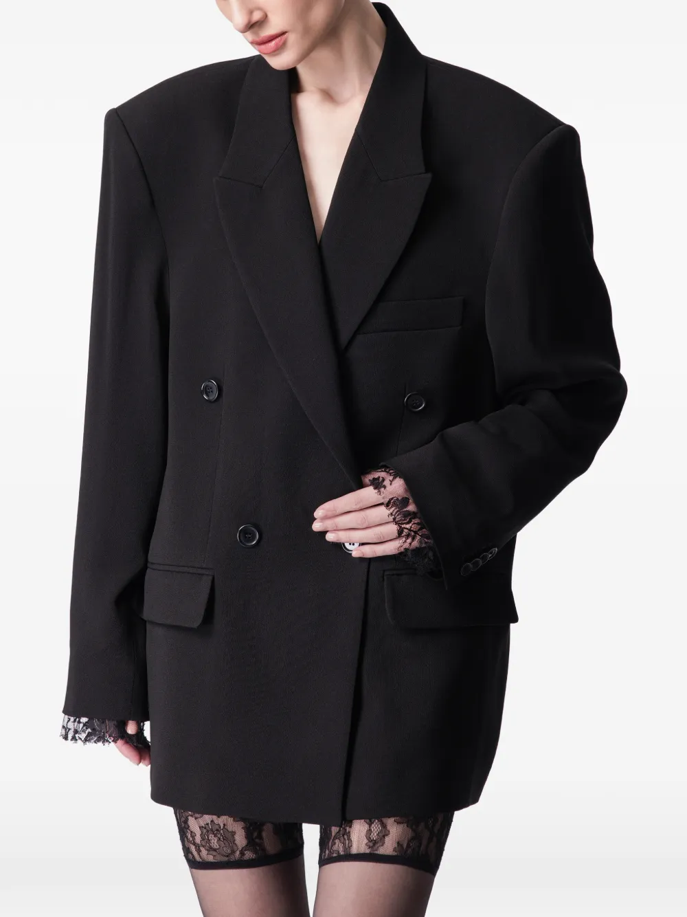 ARTICLE TEN lace-detail blazer - Nero