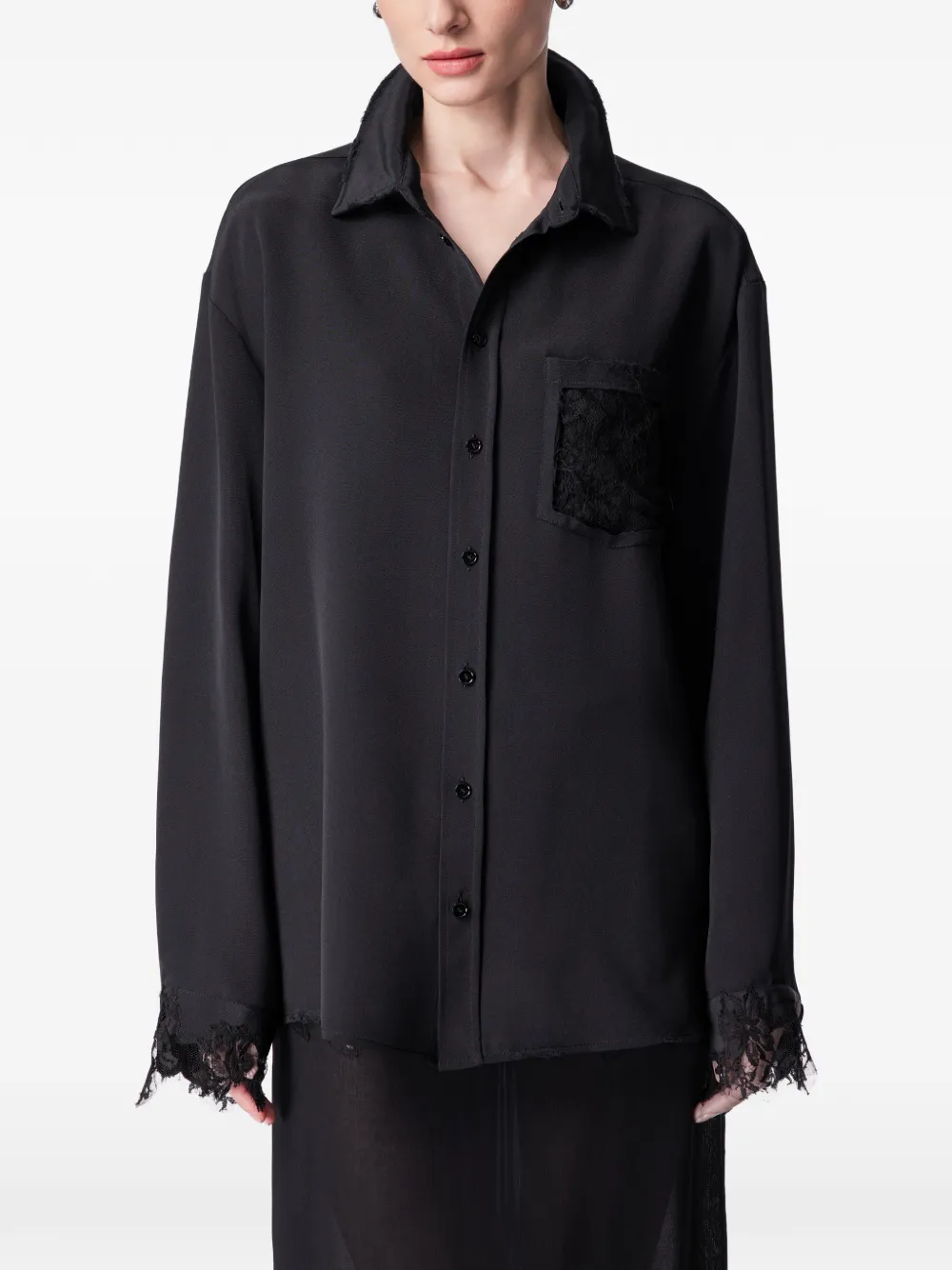 ARTICLE TEN lace-panels shirt - Nero
