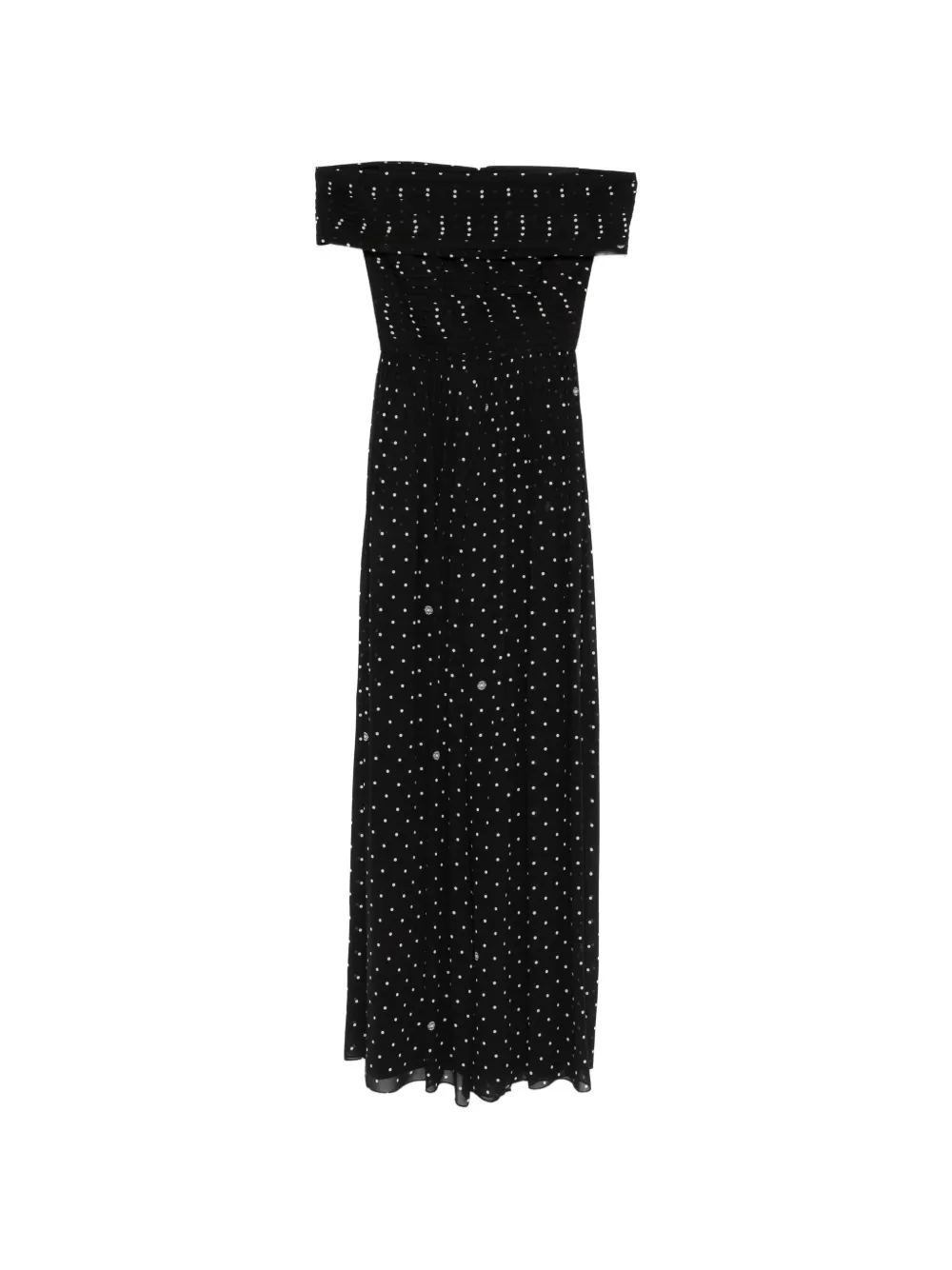 Elie Saab Polka-dot Off-shoulder Maxi Dress In Black