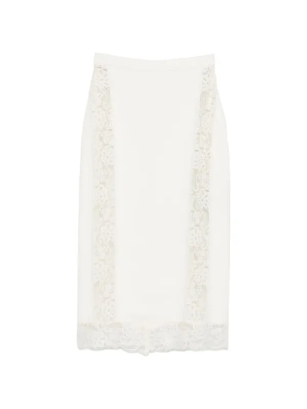 Elie Saab Lace Midi Skirt in Black