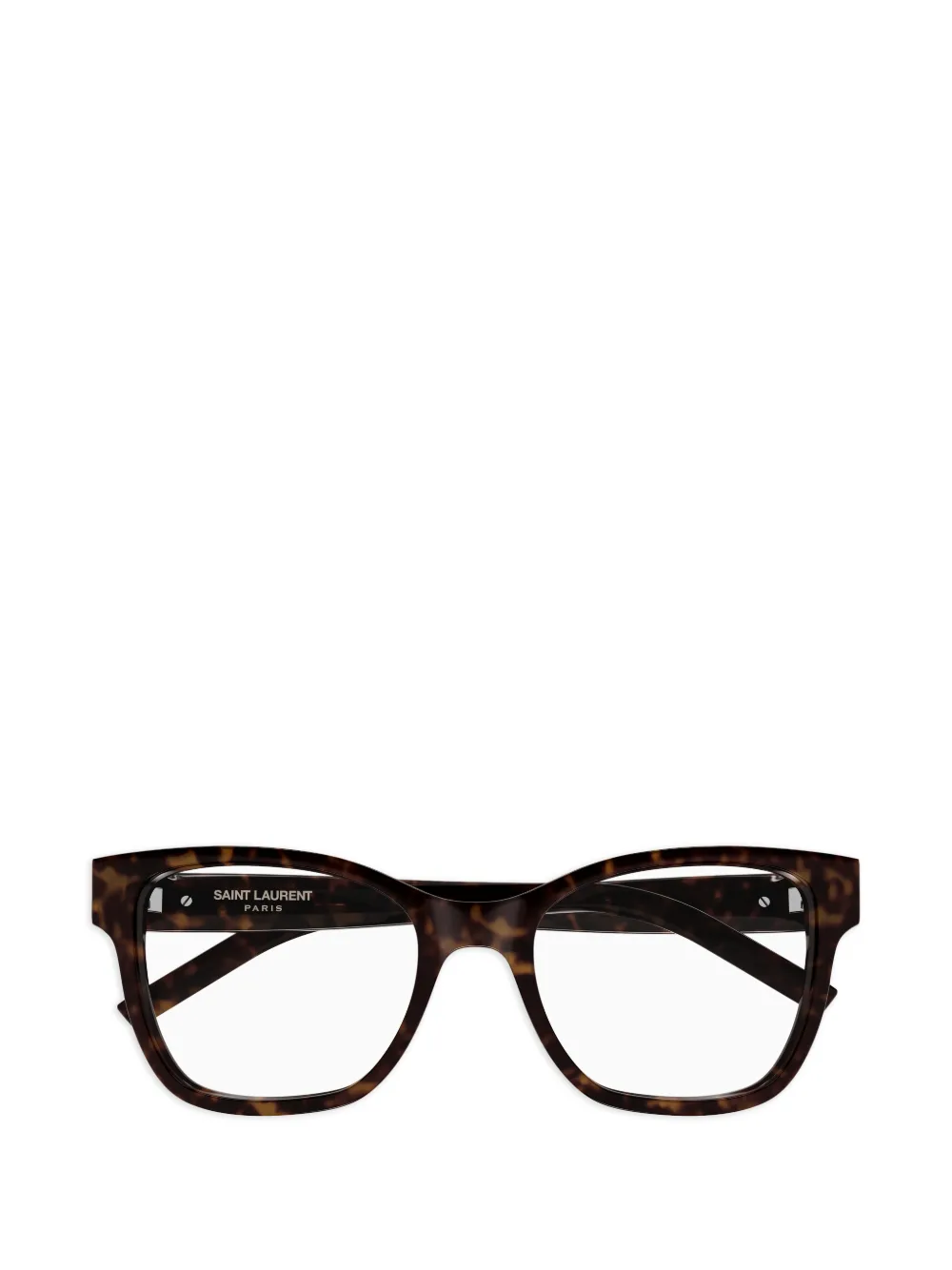 Saint Laurent Eyewear patterned logo-plaque glasses - Marrone