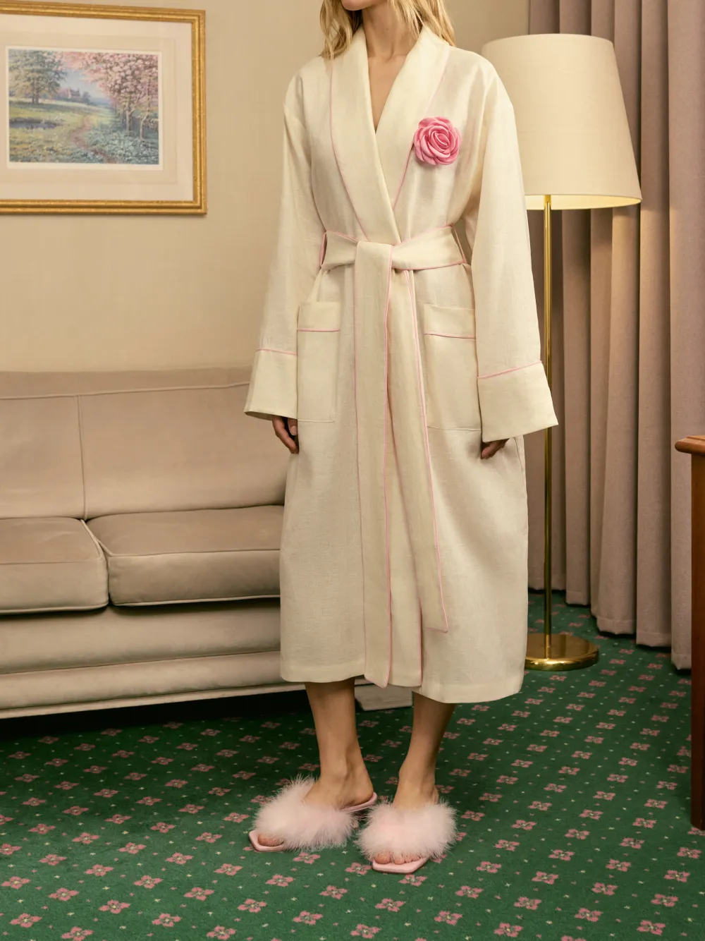  Sleeper Rose Linen Robe - Neutrals 