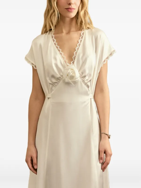Sleeper Genus Rosa lace-trim Satin Midi Dress | Neutrals | FARFETCH GE Sleeper Genus Rosa lace-trim Satin Midi Dress | Neutrals | FARFETCH GE