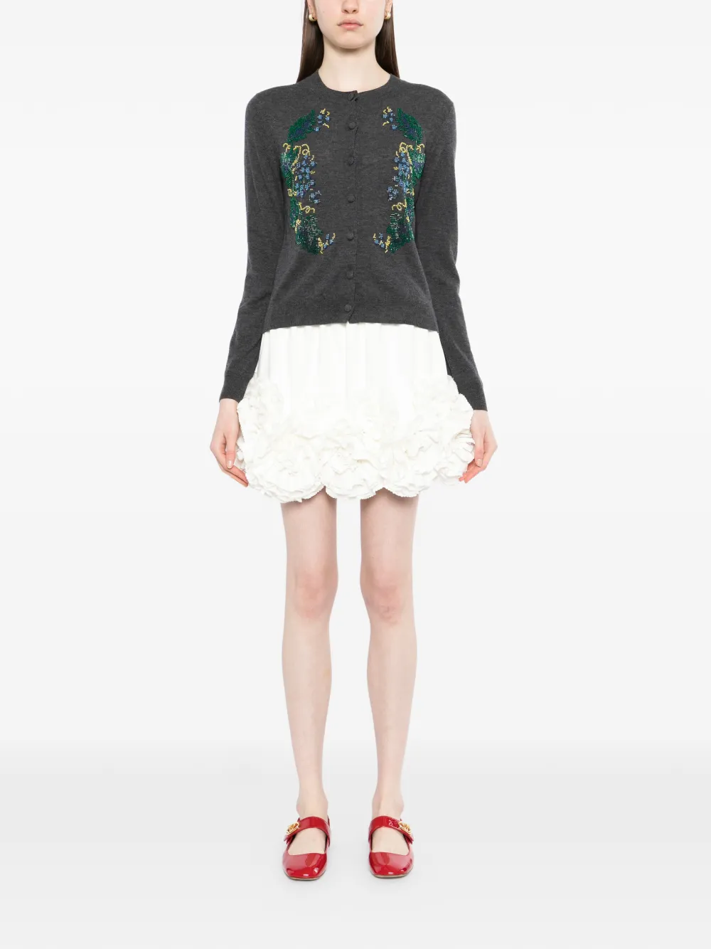  Ao Yes Bead-embellished Cardigan - Grey 