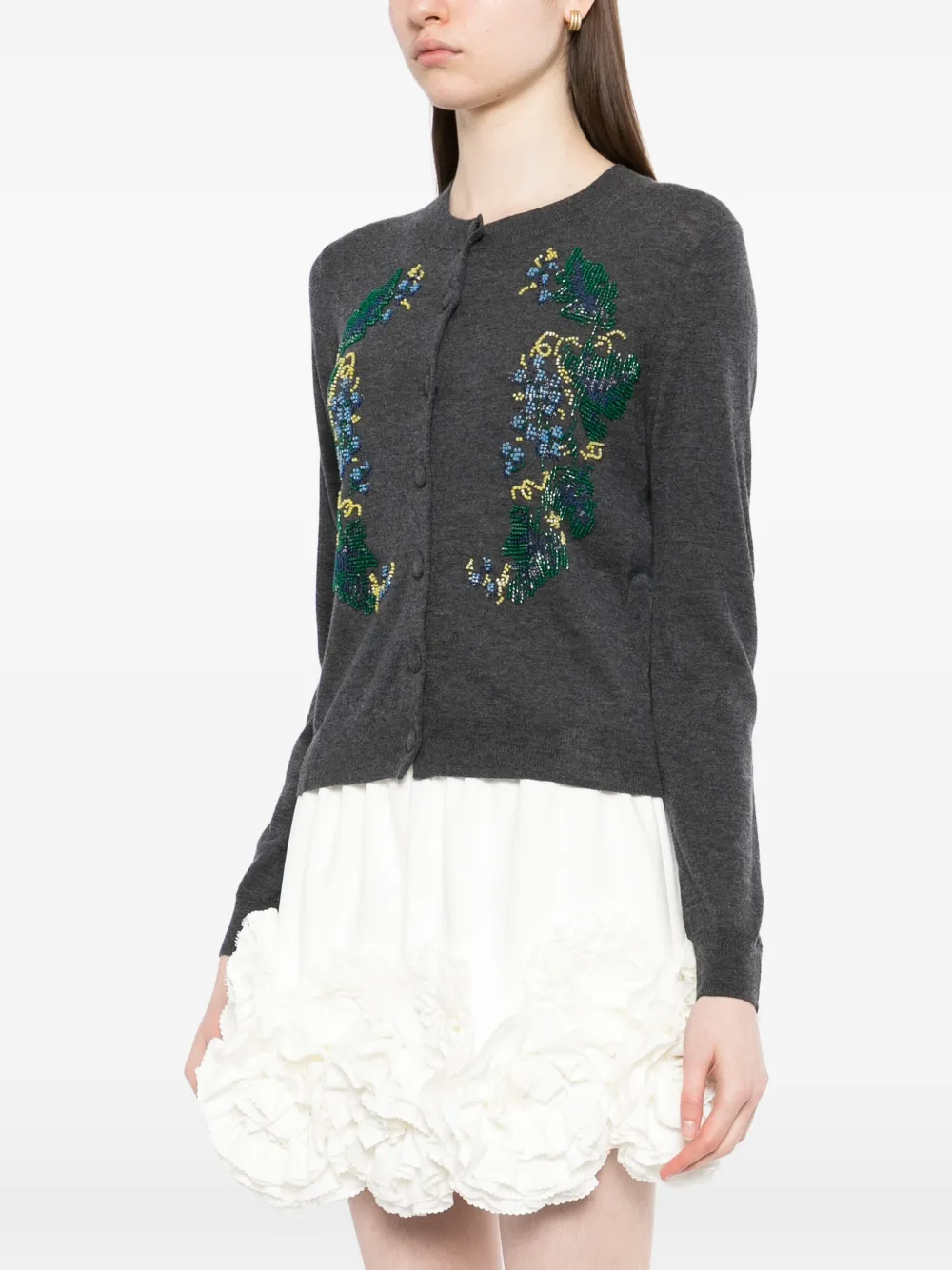  Ao Yes Bead-embellished Cardigan - Grey 