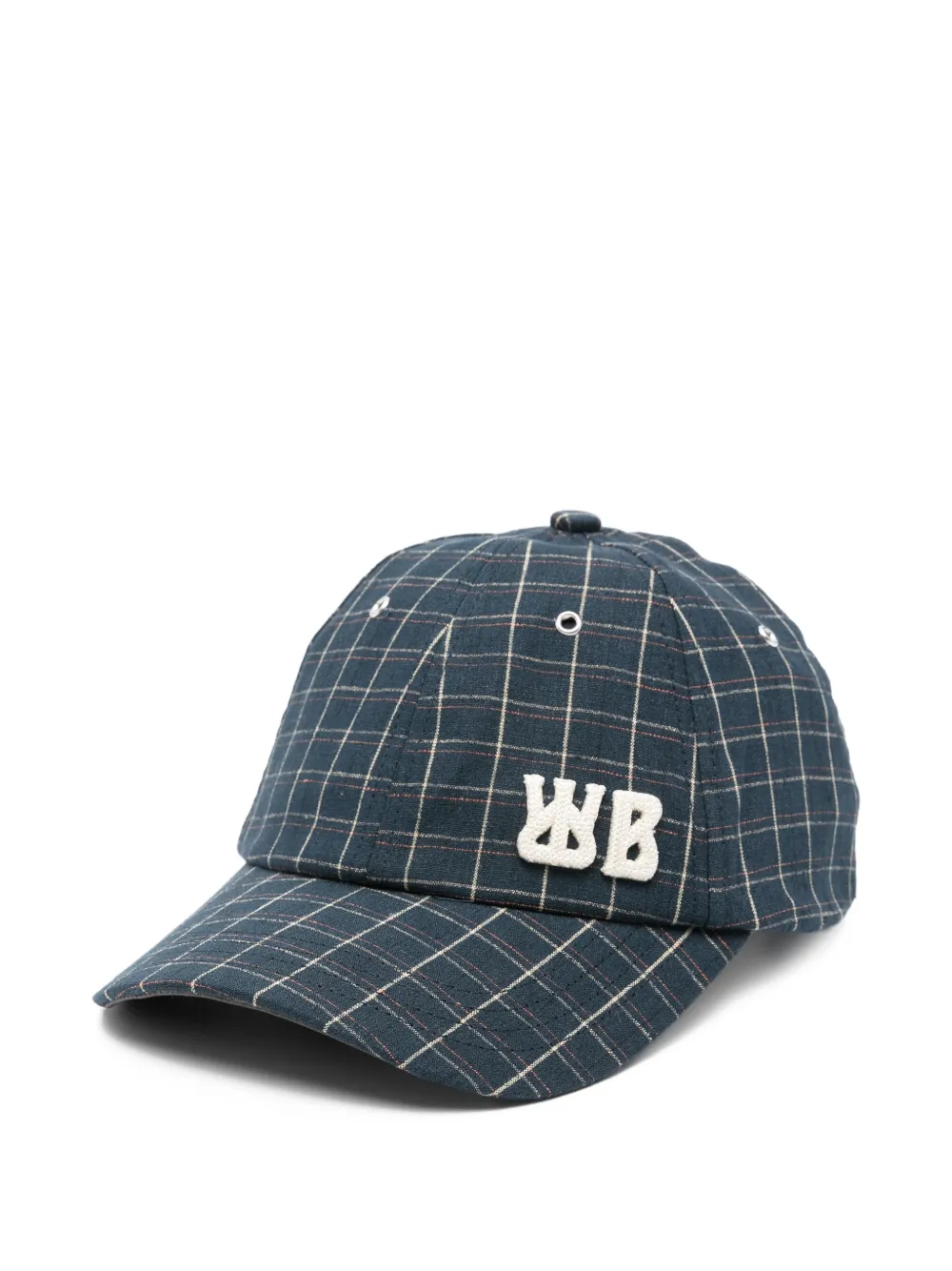 Wales Bonner checked logo baseball cap - Blu
