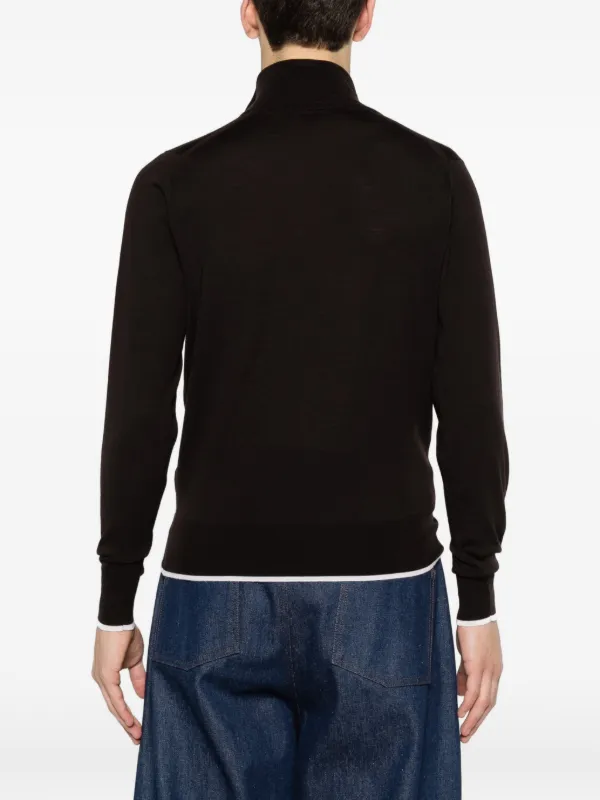 Wales Bonner Park quarter-zip chest-logo T-shirt | Brown | FARFETCH