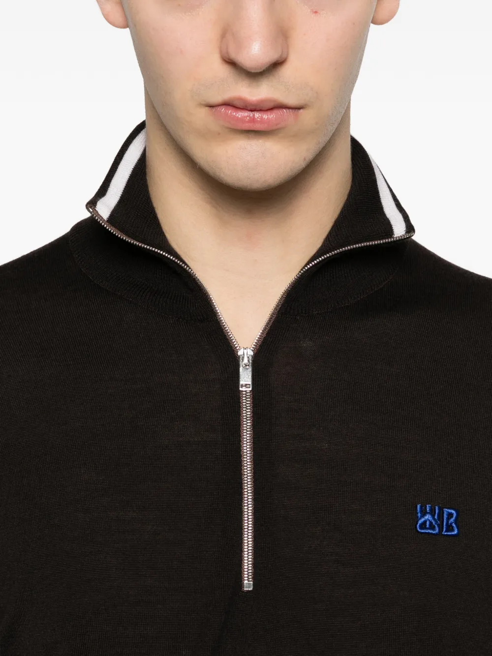 Wales Bonner Park T-shirt met logo en rits Bruin