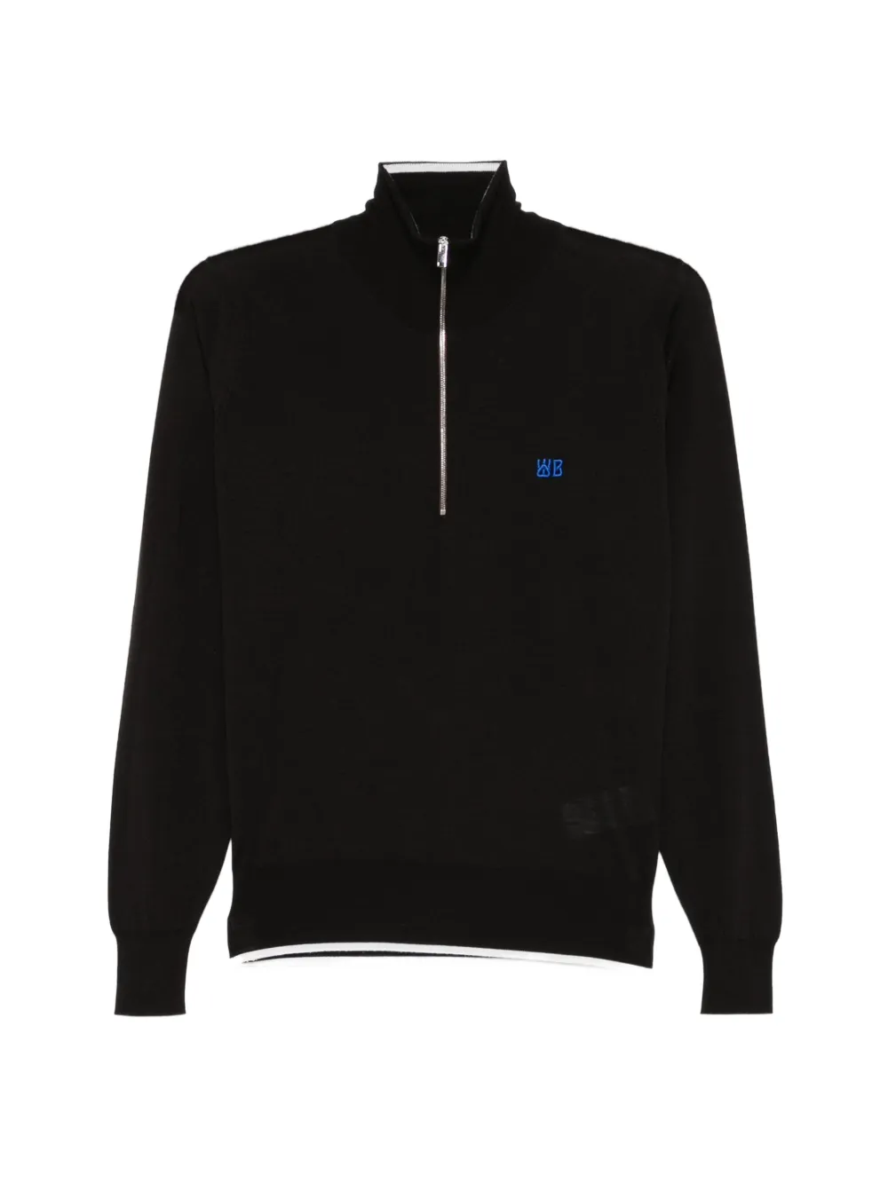 Wales Bonner Park quarter-zip chest-logo T-shirt - Marrone