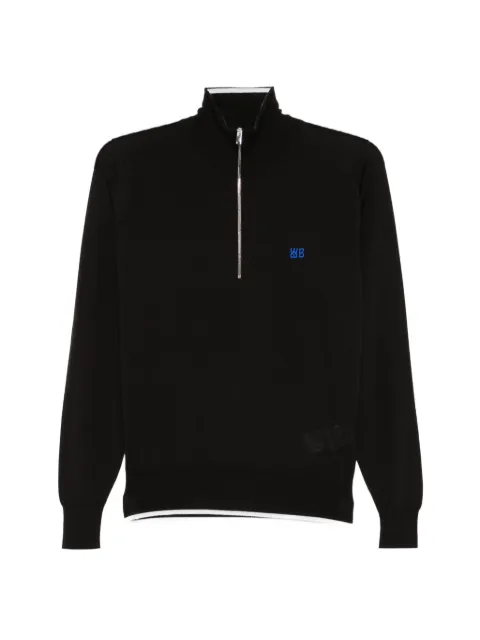 Wales Bonner Park quarter-zip chest-logo T-shirt