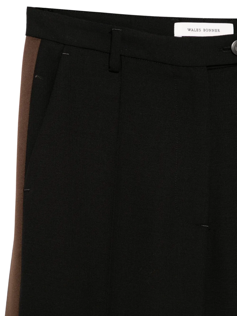 Wales Bonner Logo-embroidered Stripe Trousers in Black, view 3