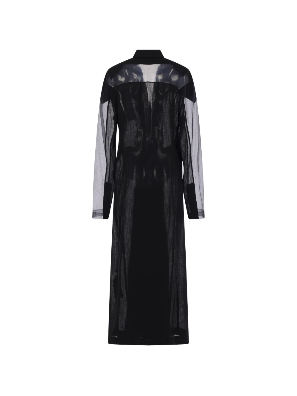  Yehuafan Semi-sheer Tulle Coat - Black 