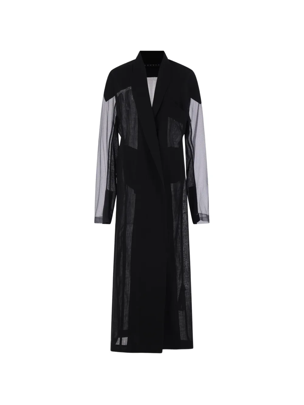YEHUAFAN semi-sheer tulle coat - Nero