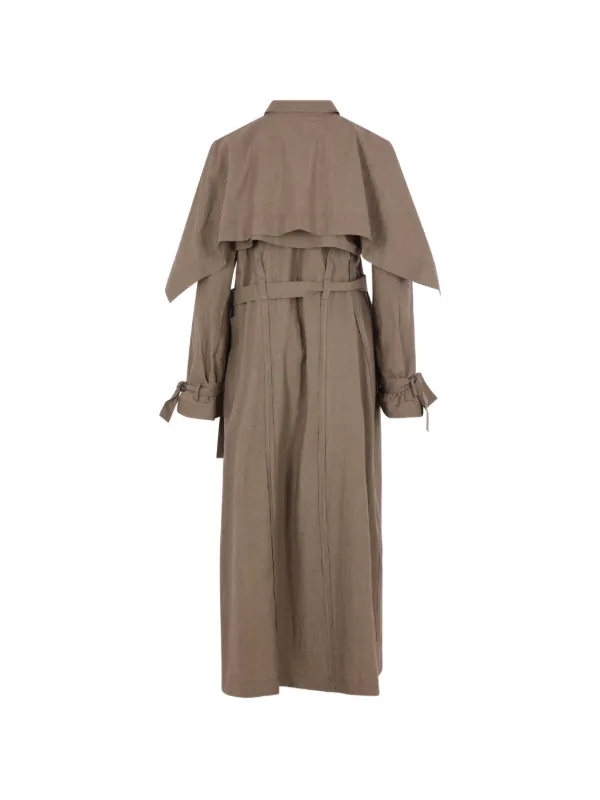 YEHUAFAN Trench Coat Com Sobreposição | Marrom | FARFETCH BR