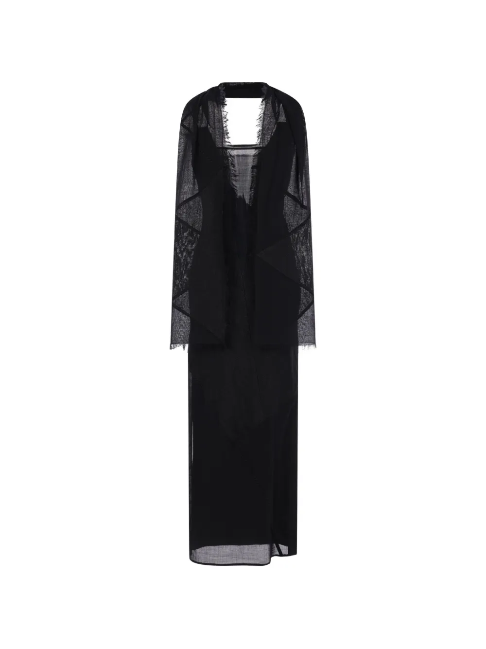 YEHUAFAN long-sleeved patchwork dress - Nero