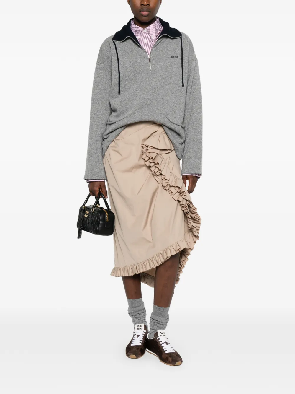 Miu Miu Half-zip Sweater - Grey 