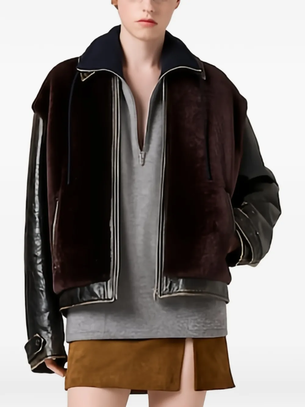 Miu Miu Maglione con mezza zip - Grigio
