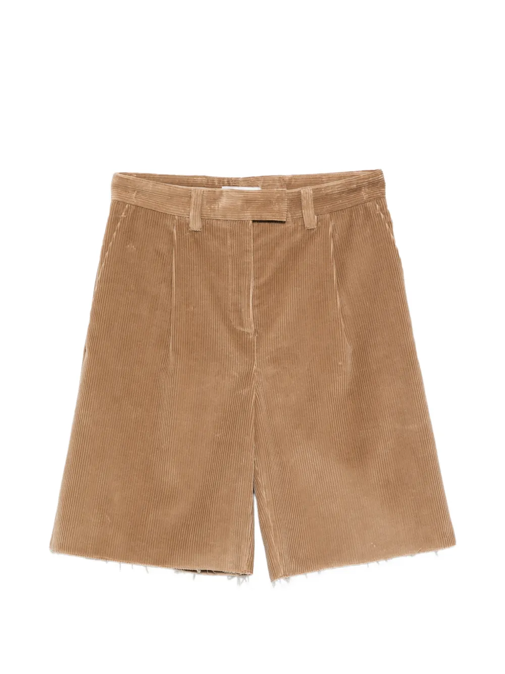 Miu Miu pleated raw-hem shorts - Toni neutri