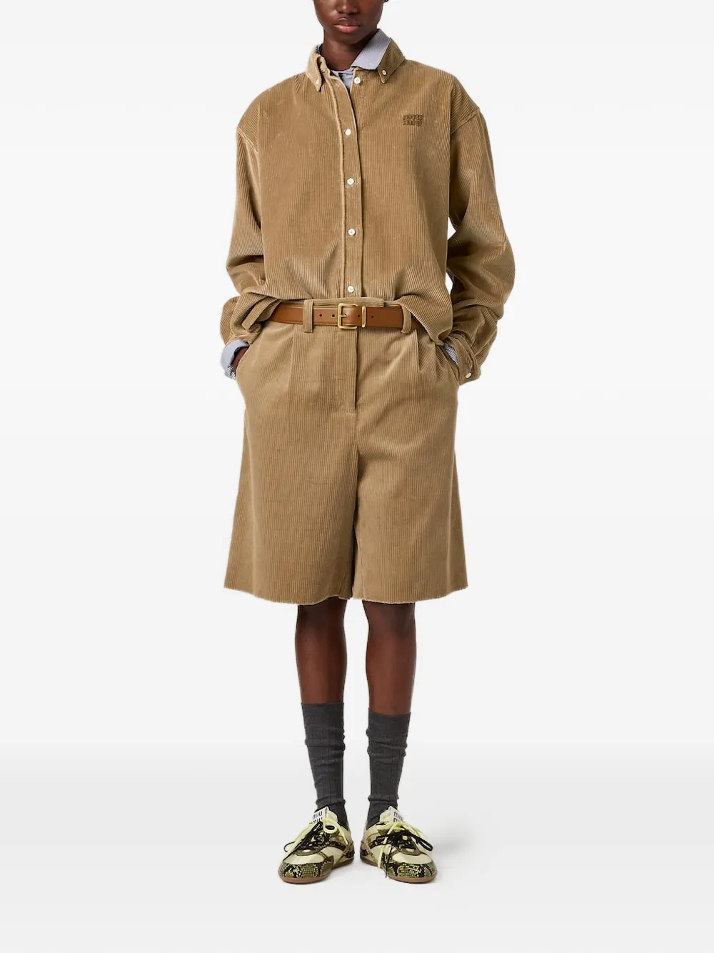 Miu Shorts met gerafelde afwerking Beige