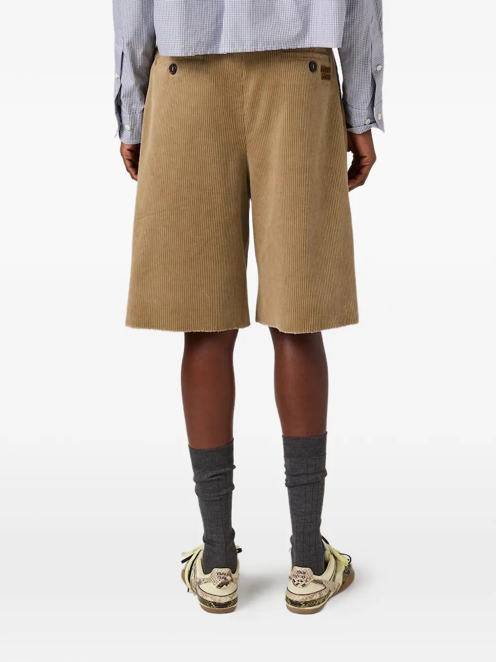 Miu Shorts met gerafelde afwerking Beige