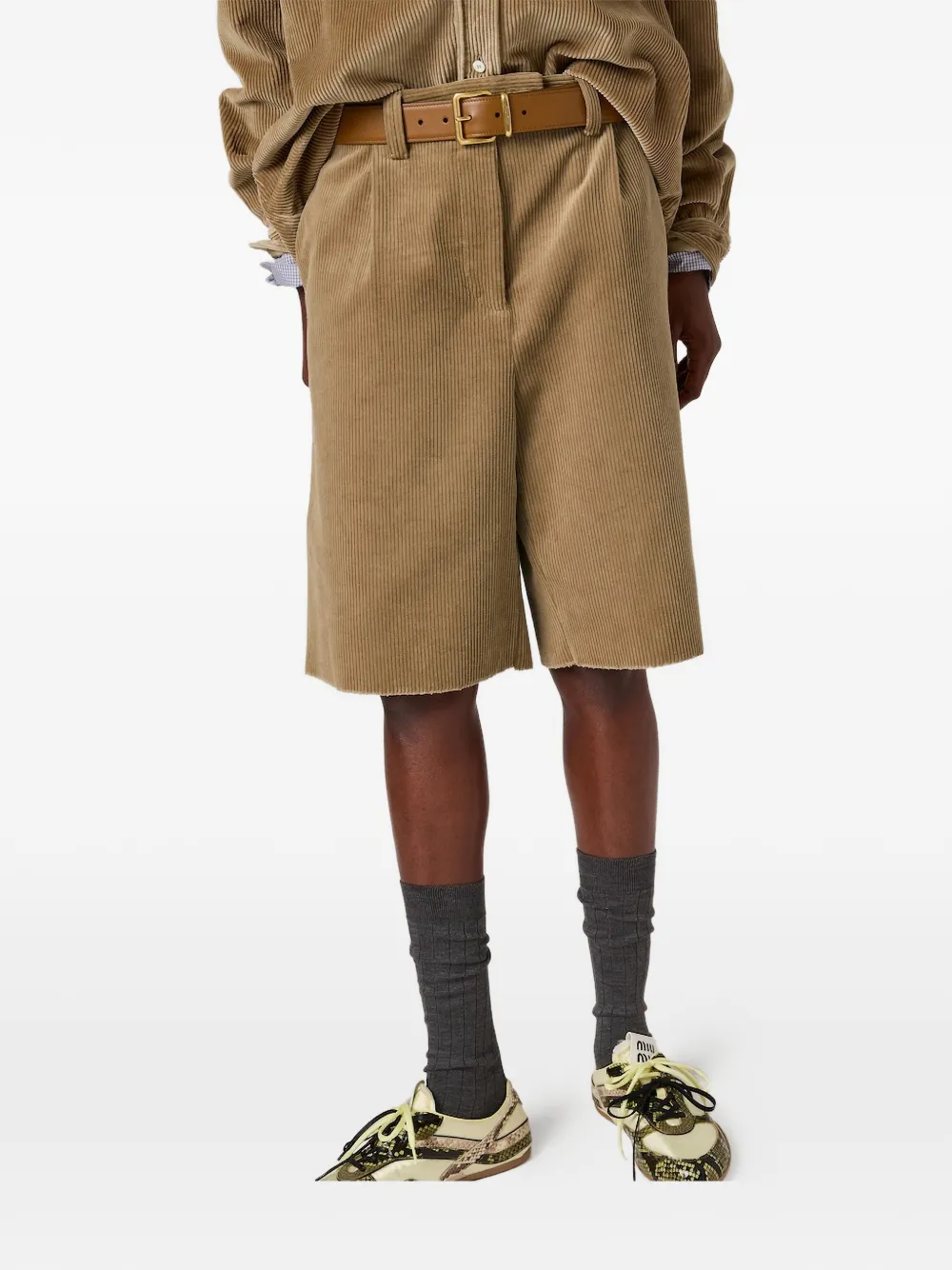Miu Shorts met gerafelde afwerking Beige