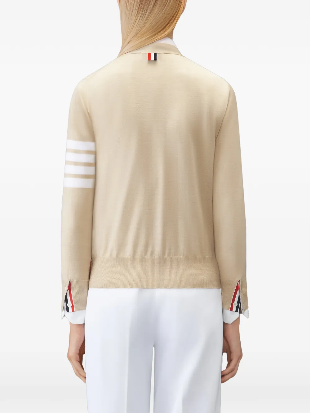 Thom Browne 4-Bar vest van merinowol met V-hals Beige