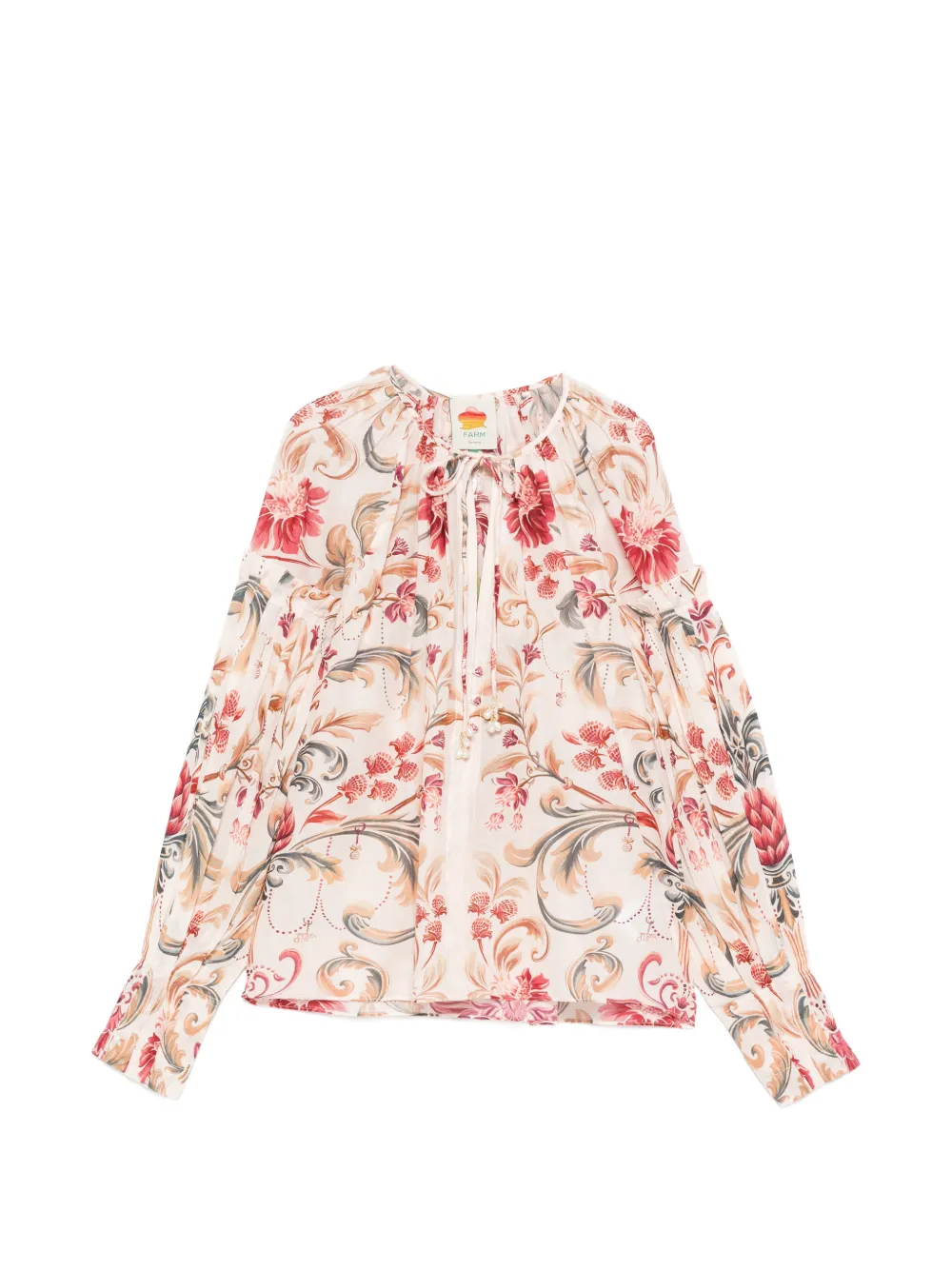 FARM Rio floral-print V-neck blouse - Toni neutri