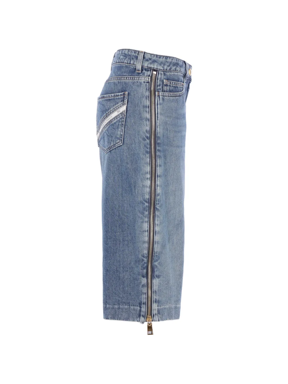 Elisabetta Franchi Denim shorts met rits Blauw