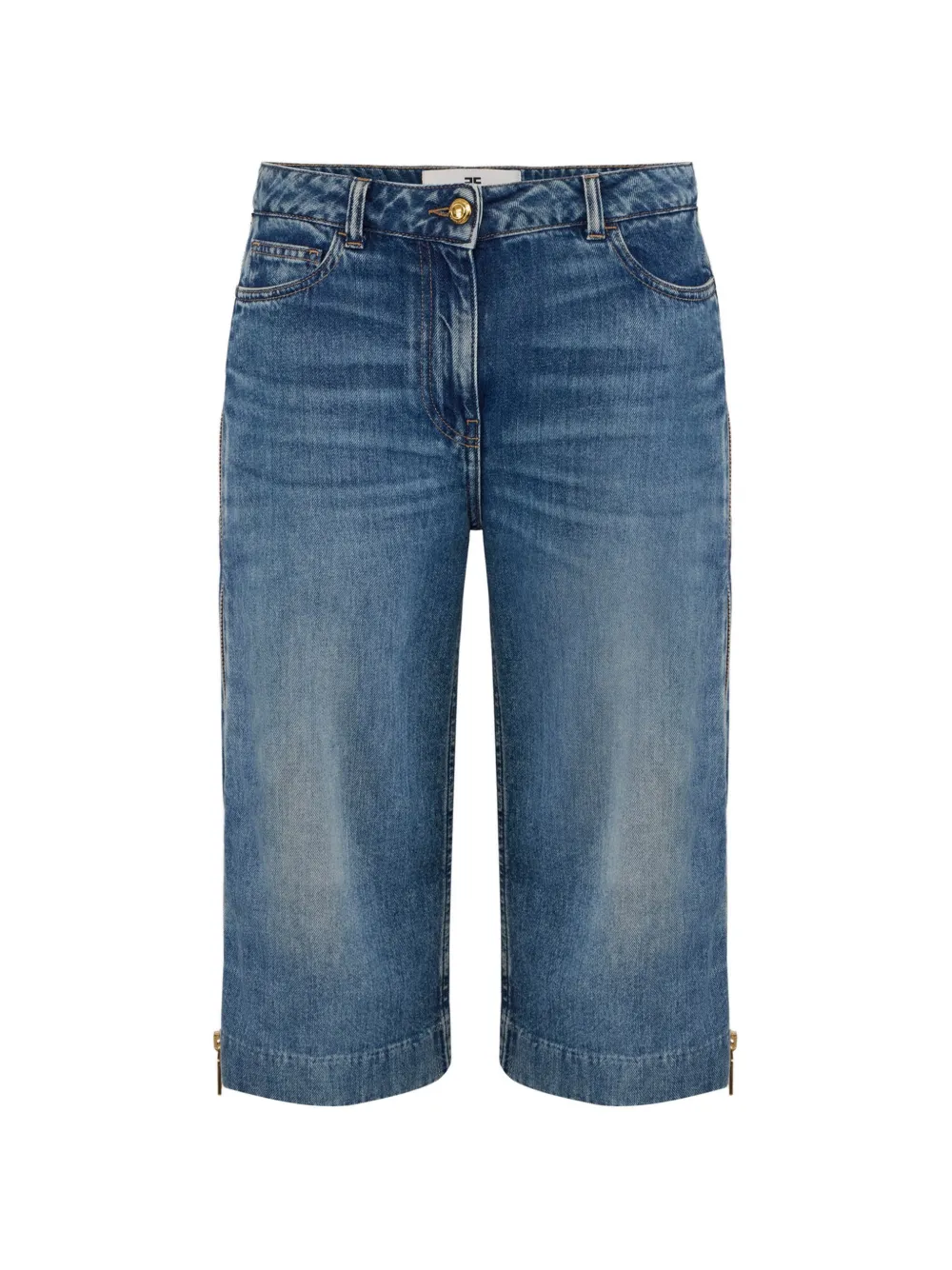 Elisabetta Franchi Denim shorts met rits Blauw