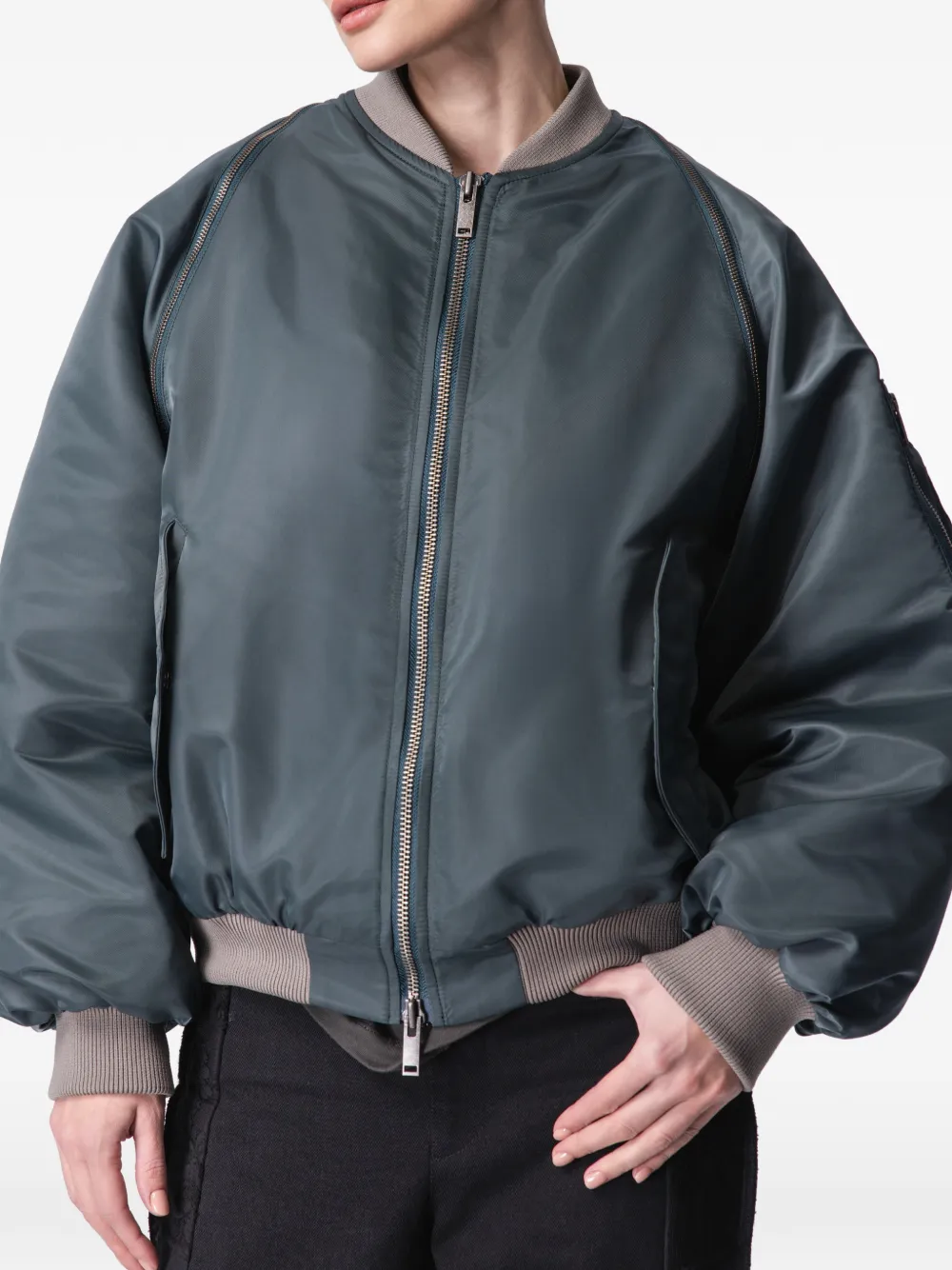 ARTICLE TEN shearling-panel bomber jacket - Blu