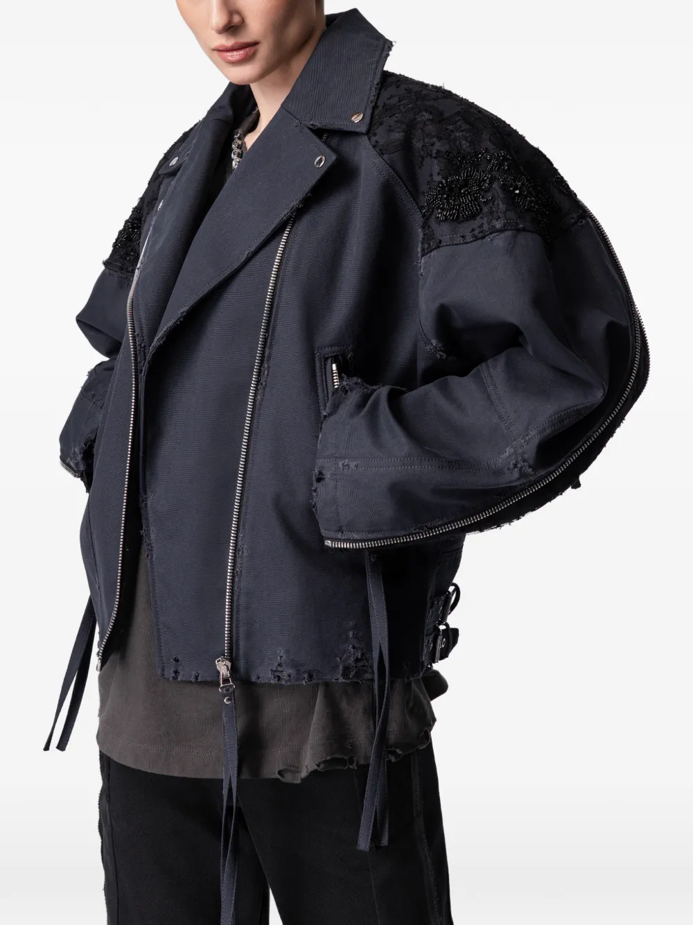  Article Ten Lace-panelling Jacket - Blue 