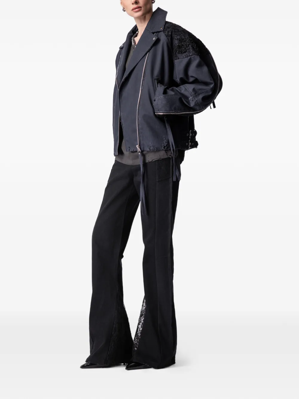  Article Ten Lace-panelling Jacket - Blue 