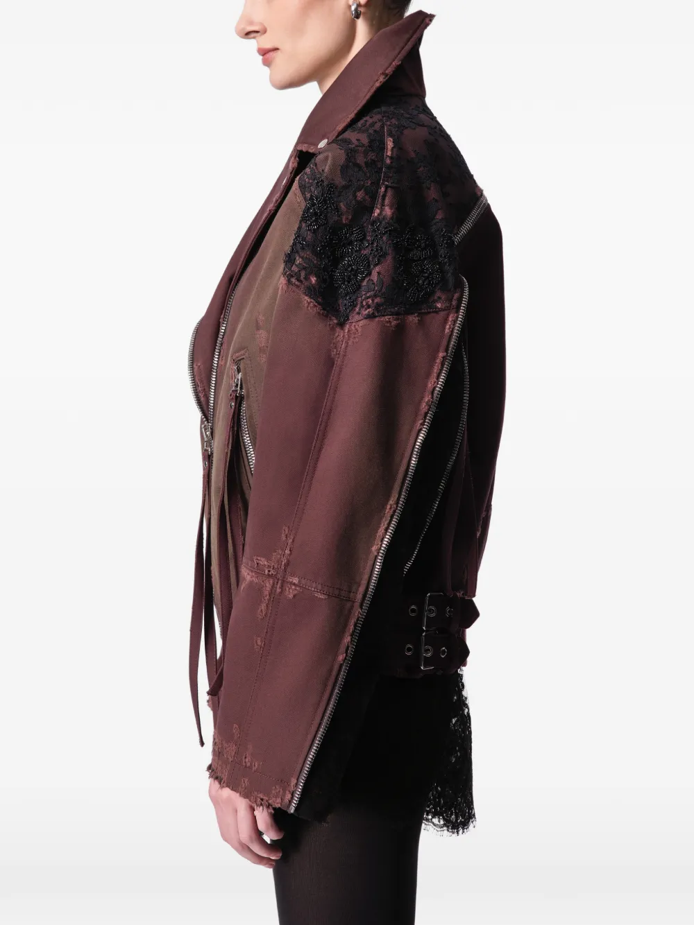  Article Ten Lace-panelling Jacket - Brown 