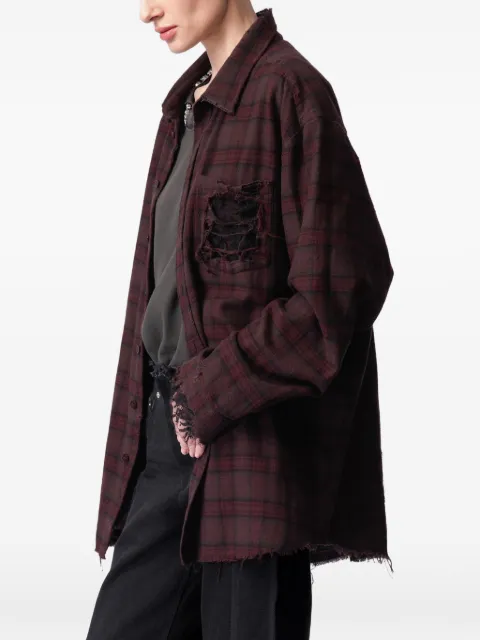 ARTICLE TEN distressed plaid shirt