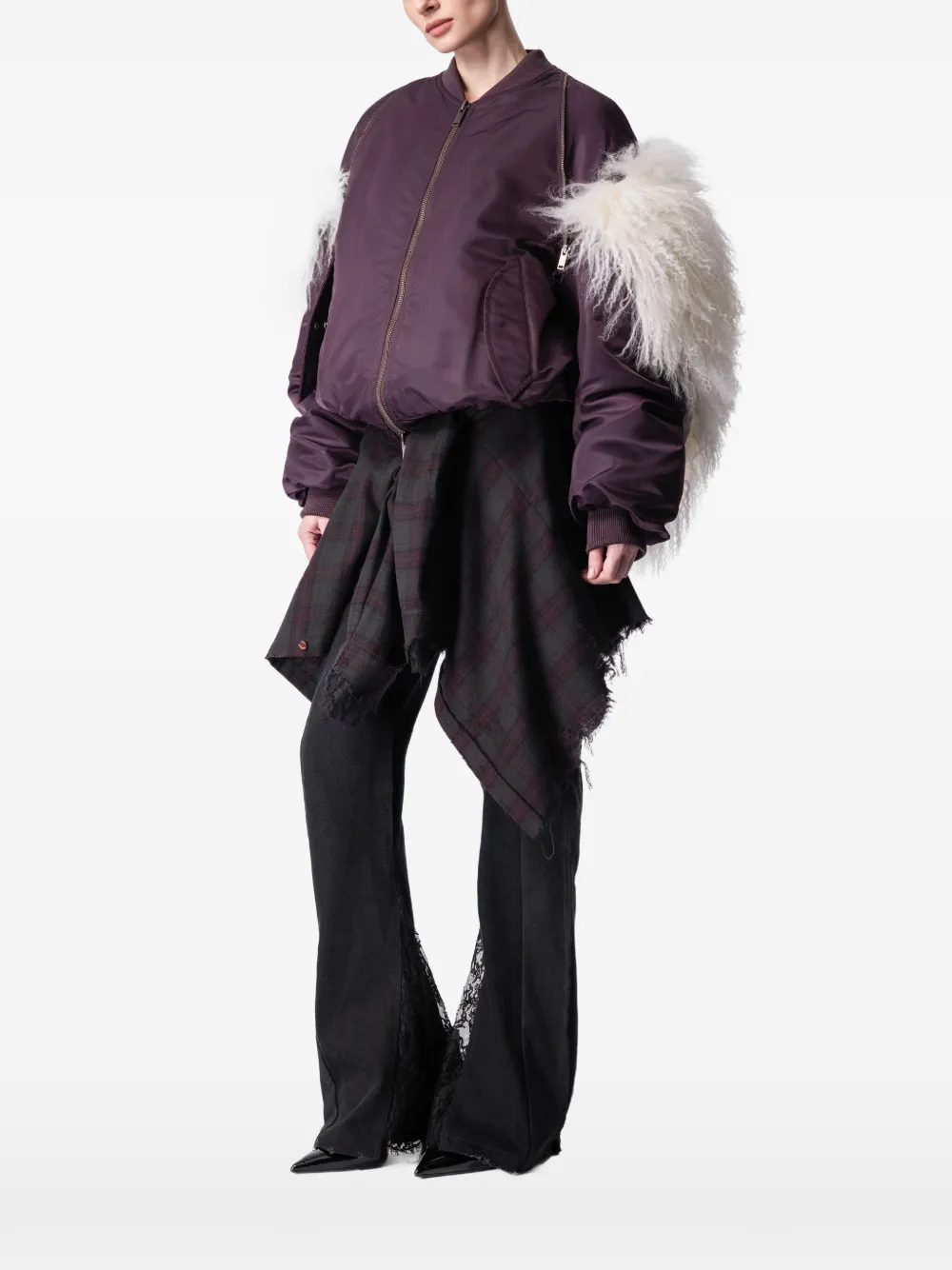ARTICLE TEN shearling-panel bomber jacket - Viola