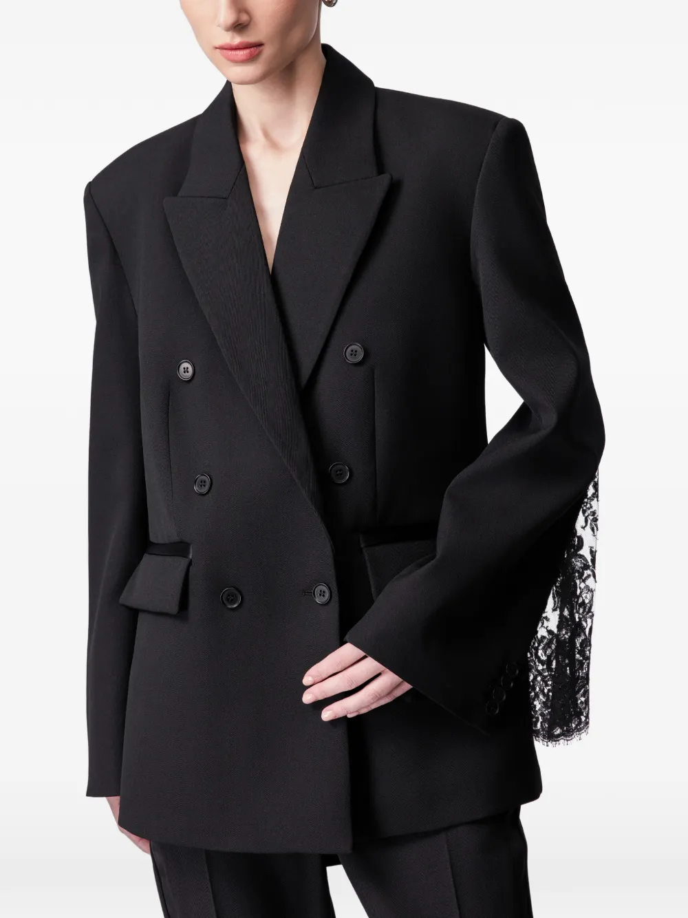 ARTICLE TEN lace-detail blazer - Nero