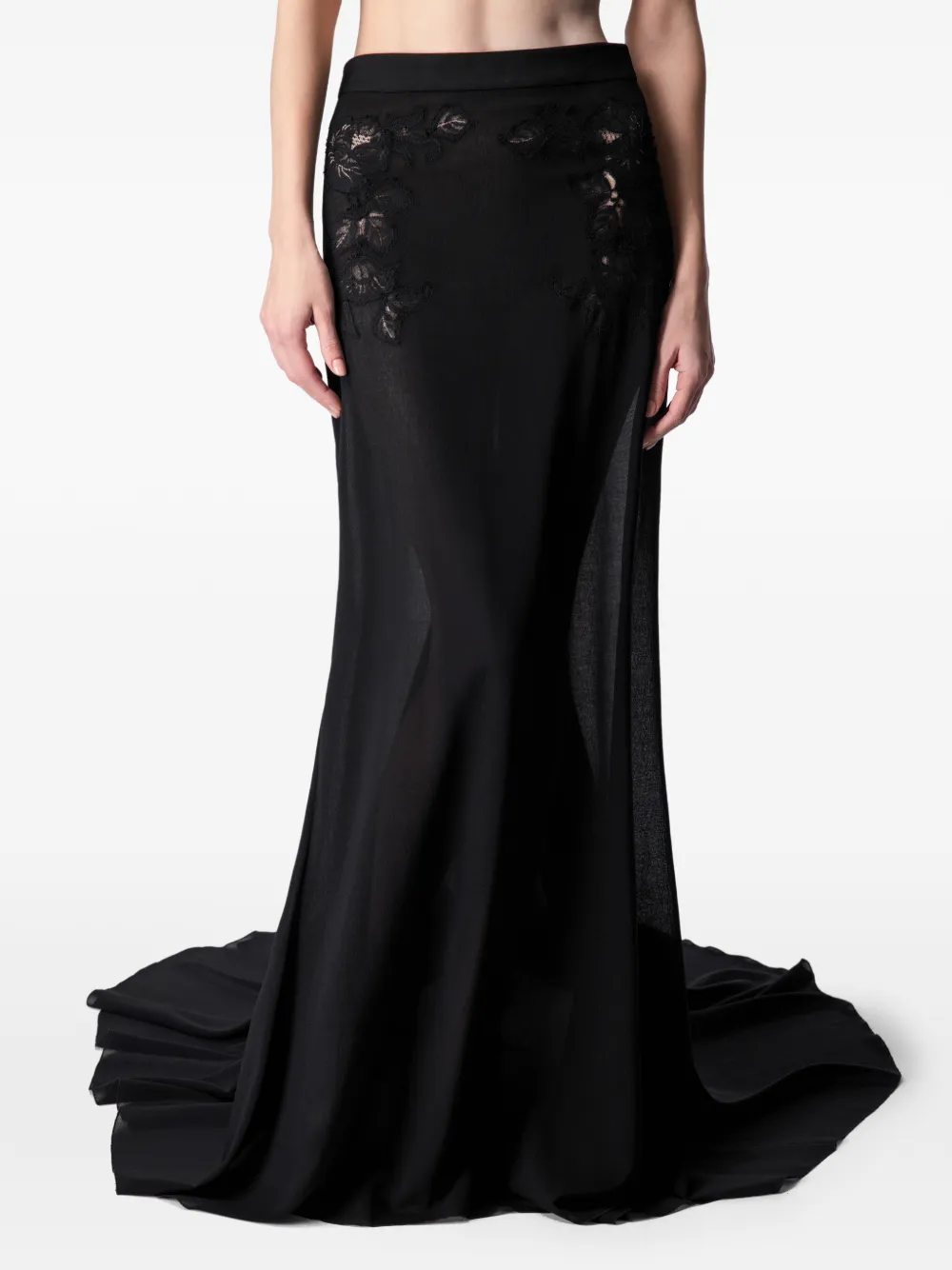 ARTICLE TEN semi-sheer maxi skirt - Nero