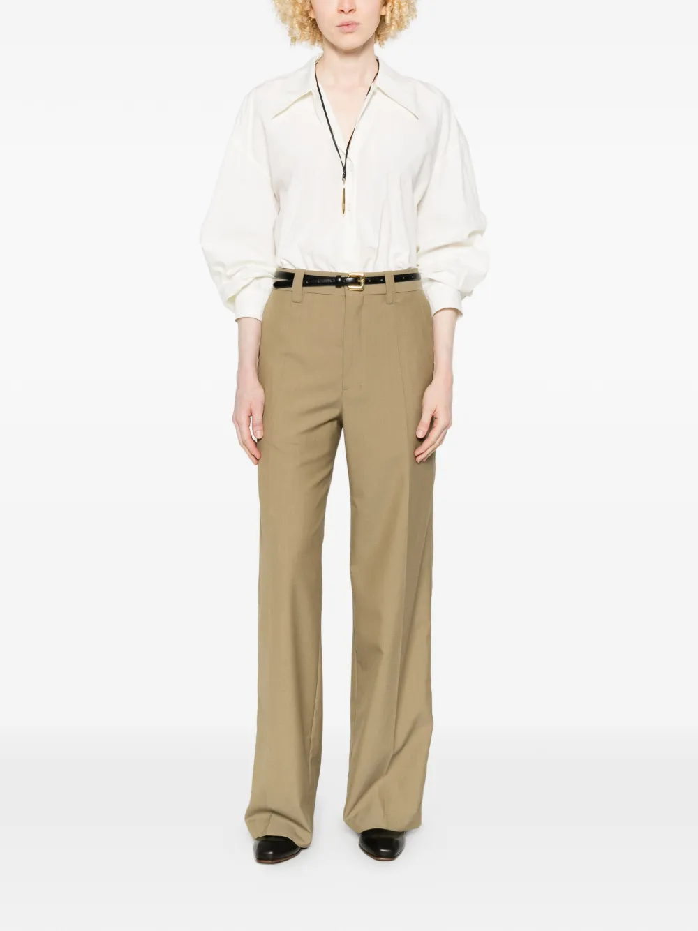  Lemaire Straight Tailored Trousers - Green 