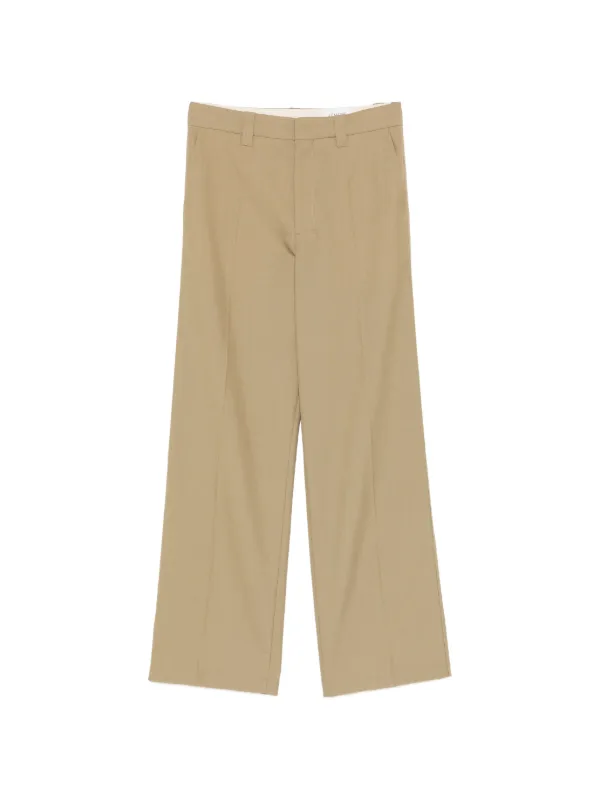 Lemaire Straight Tailored Pants in Polywool in Green