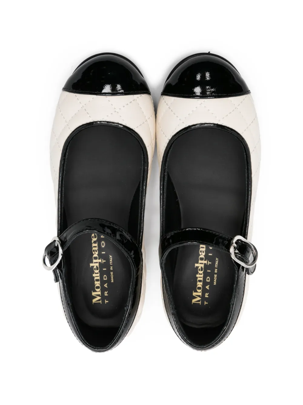 MONTELPARE TRADITION Matelassé leren ballerina's Beige