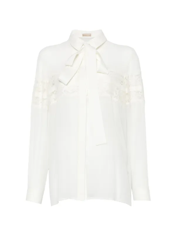 Elie Saab Lace Tie Shirt in White