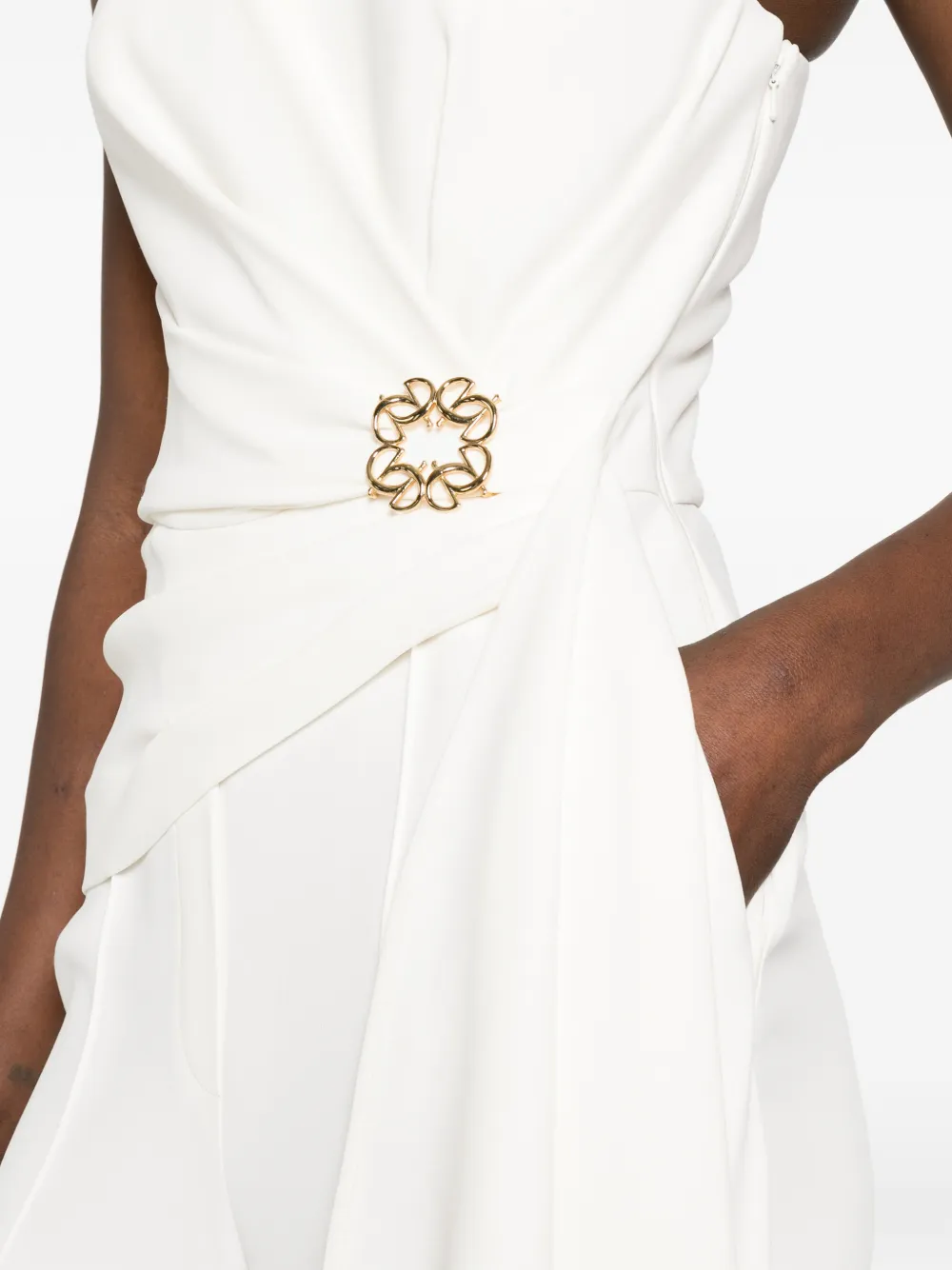 Elie Saab Cady asymmetrische jumpsuit met patch Wit