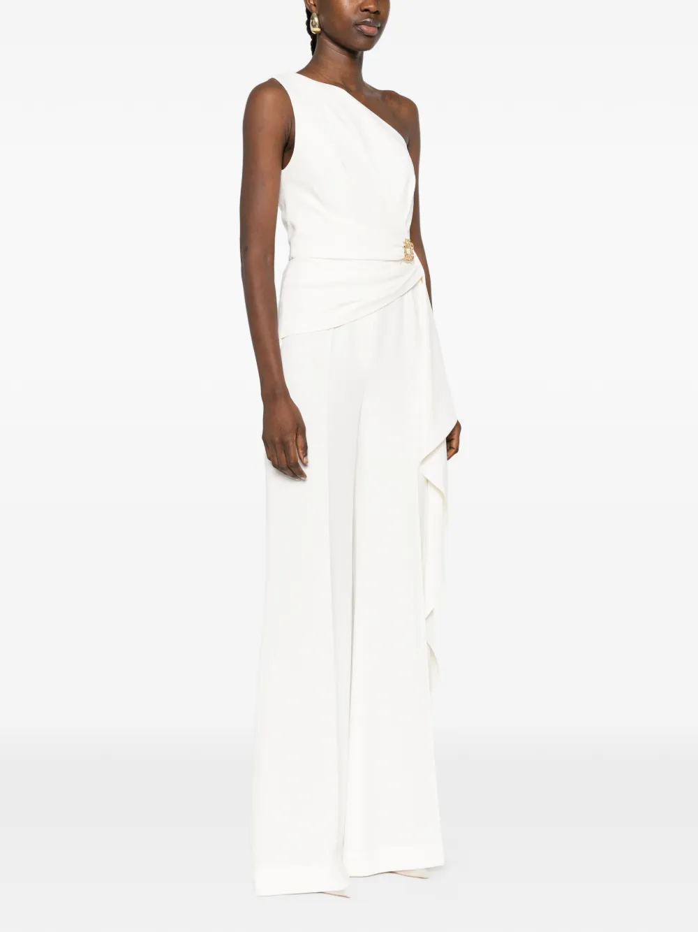 Elie Saab Cady asymmetrische jumpsuit met patch Wit