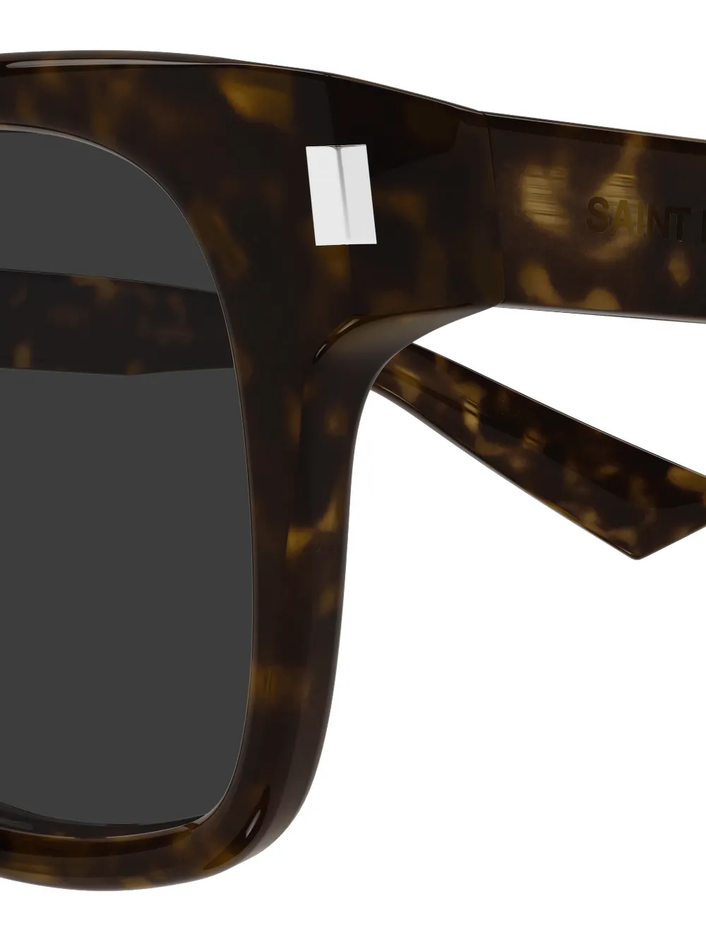 Saint Laurent Eyewear Zonnebril met vierkant montuur en schildpadschild design Bruin